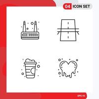 Pictogram Set of 4 Simple Filledline Flat Colors of modem line bridge grid bleeding heart Editable Vector Design Elements