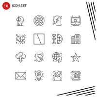 Set of 16 Commercial Outlines pack for ball screen shield hardware power Editable Vector Design Elements