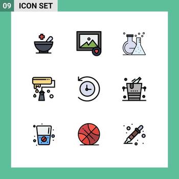 User Interface Pack of 9 Basic Filledline Flat Colors of bucket future tube backup paint Editable Vector Design Elements