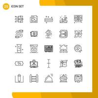 Universal Icon Symbols Group of 25 Modern Lines of certificate summer headline hot beach Editable Vector Design Elements