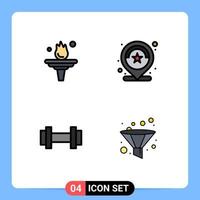 Pictogram Set of 4 Simple Filledline Flat Colors of career gym training rating training Editable Vector Design Elements