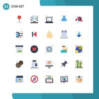 Group of 25 Flat Colors Signs and Symbols for chocolate pin computer navigation notebook Editable Vector Design Elements