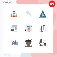 Set of 9 Commercial Flat Colors pack for attachment email up file pyramid Editable Vector Design Elements