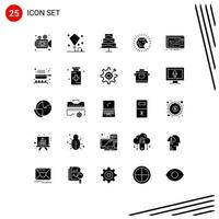 25 User Interface Solid Glyph Pack of modern Signs and Symbols of console ring summer jewelry photo Editable Vector Design Elements