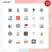 25 User Interface Flat Color Pack of modern Signs and Symbols of share database security mixer dj Editable Vector Design Elements