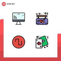 User Interface Pack of 4 Basic Filledline Flat Colors of screen square wifi hanging cards Editable Vector Design Elements