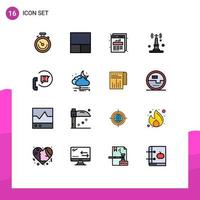 Set of 16 Modern UI Icons Symbols Signs for phone contact graph communication router Editable Creative Vector Design Elements