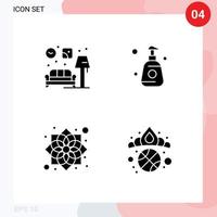 Pictogram Set of 4 Simple Solid Glyphs of home chinese lump spray new year Editable Vector Design Elements