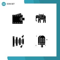 4 Universal Solid Glyphs Set for Web and Mobile Applications business equipment user american drink Editable Vector Design Elements