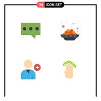 Modern Set of 4 Flat Icons Pictograph of bubble user cake vadas four Editable Vector Design Elements