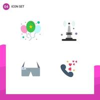 4 User Interface Flat Icon Pack of modern Signs and Symbols of balloons glasses day router smart Editable Vector Design Elements