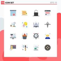 16 User Interface Flat Color Pack of modern Signs and Symbols of file web page lock web unlock Editable Pack of Creative Vector Design Elements