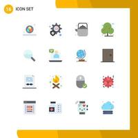 paquete de 16 signos y símbolos de colores planos modernos para medios de impresión web, como gráficos de negocios, gráficos de información de tetera, paquete editable de árboles de elementos de diseño de vectores creativos