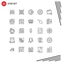 Stock Vector Icon Pack of 25 Line Signs and Symbols for add pause scince interface processing Editable Vector Design Elements