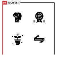 paquete de iconos de vector de stock de 4 signos y símbolos de línea para la felicidad cinta vida premio iot elementos de diseño de vector editables
