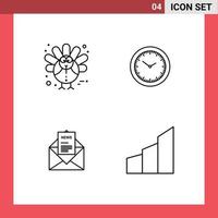 grupo de símbolos de icono universal de 4 colores planos de línea de relleno modernos de minutos de pavo de correo electrónico de maíz elementos de diseño de vector editables correspondientes