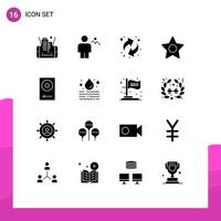 Modern Set of 16 Solid Glyphs and symbols such as dj console land studio star Editable Vector Design Elements