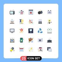 Flat Color Pack of 25 Universal Symbols of calendar game information security fun web security Editable Vector Design Elements