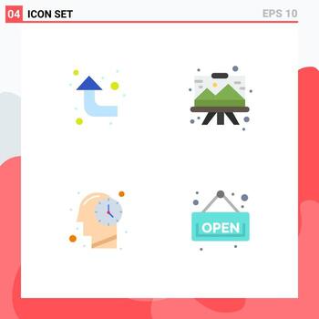 Group of 4 Modern Flat Icons Set for arrows mind designing graphic open Editable Vector Design Elements