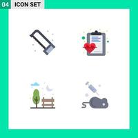 Set of 4 Modern UI Icons Symbols Signs for mechanical city saw healthcare experiment Editable Vector Design Elements