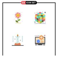 4 Flat Icon concept for Websites Mobile and Apps sub flower science spring layer science lab Editable Vector Design Elements