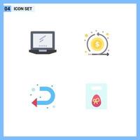 Universal Icon Symbols Group of 4 Modern Flat Icons of computer arrow imac flow u turn Editable Vector Design Elements