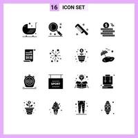 Pack of 16 Modern Solid Glyphs Signs and Symbols for Web Print Media such as consent coin search money cosmetic Editable Vector Design Elements