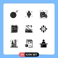 Modern Set of 9 Solid Glyphs and symbols such as future document wifi design truck Editable Vector Design Elements