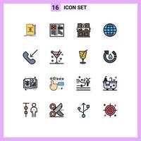 conjunto de 16 iconos de interfaz de usuario modernos símbolos signos para seguridad globo cuadrícula comida mundial elementos de diseño de vectores creativos editables