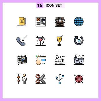 conjunto de 16 iconos de interfaz de usuario modernos símbolos signos para seguridad globo cuadrícula comida mundial elementos de diseño de vectores creativos editables