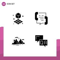 User Interface Pack of 4 Basic Solid Glyphs of cube hill call help nature Editable Vector Design Elements