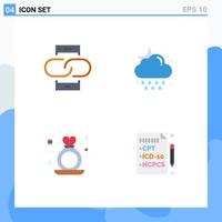 Editable Vector Line Pack of 4 Simple Flat Icons of contact moon message drop heart Editable Vector Design Elements