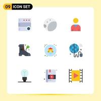 9 Universal Flat Color Signs Symbols of world iot shose internet of things house Editable Vector Design Elements