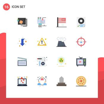 16 Flat Color concept for Websites Mobile and Apps mark check engineering flag decline Editable Pack of Creative Vector Design Elements