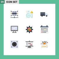 Flat Color Pack of 9 Universal Symbols of process pc logistics imac monitor Editable Vector Design Elements