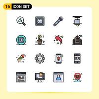 Flat Color Filled Line Pack of 16 Universal Symbols of lamp furniture socket decor camping Editable Creative Vector Design Elements