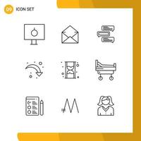 Group of 9 Outlines Signs and Symbols for down reload open refresh conversations Editable Vector Design Elements