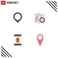 4 paquete de iconos planos de interfaz de usuario de signos y símbolos modernos de ubicación marca de teléfono móvil dispositivos de uréteres elementos de diseño de vectores editables