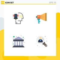 Group of 4 Modern Flat Icons Set for personal data protection speaker security loudspeaker bank Editable Vector Design Elements