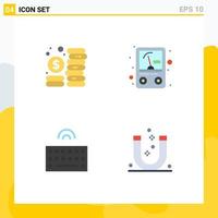 4 Universal Flat Icons Set for Web and Mobile Applications budget type management voltmeter attract Editable Vector Design Elements