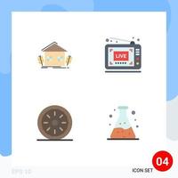 Pictogram Set of 4 Simple Flat Icons of agriculture bakery environment live pie Editable Vector Design Elements