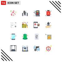 Set of 16 Modern UI Icons Symbols Signs for medicine doctor descriptive statistics tank gas Editable Pack of Creative Vector Design Elements