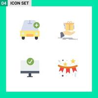 Pictogram Set of 4 Simple Flat Icons of add birthday plus surprise connected Editable Vector Design Elements