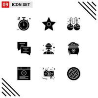 9 Thematic Vector Solid Glyphs and Editable Symbols of coin vr glasses research virtual reality avatar Editable Vector Design Elements