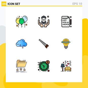 9 Creative Icons Modern Signs and Symbols of bade saw health data computing Editable Vector Design Elements