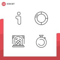 Mobile Interface Line Set of 4 Pictograms of i fireplace interface finance camposs Editable Vector Design Elements