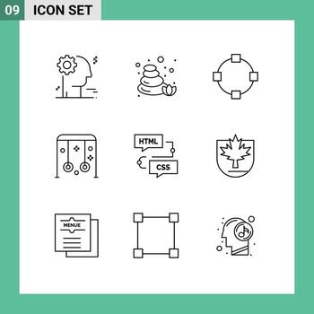9 Creative Icons Modern Signs and Symbols of flowchart develop points coding sports Editable Vector Design Elements
