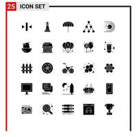 Mobile Interface Solid Glyph Set of 25 Pictograms of comet social ocean network wet Editable Vector Design Elements