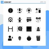 conjunto de 16 iconos modernos de la interfaz de usuario signos de símbolos para los datos del ratón del titular que diseñan la recuperación de elementos de diseño vectorial editables vector