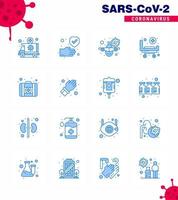 25 Coronavirus Emergency Iconset Blue Design such as wheels bed safe strature warning viral coronavirus 2019nov disease Vector Design Elements